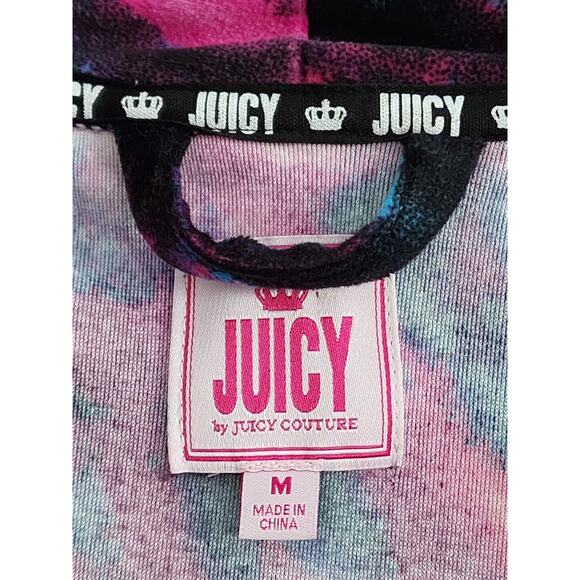 Robe=Juicy By Juicy Couture-Tie Dye-Large Back Reflective-Black-Pink-Short-MED - Picture 7 of 14